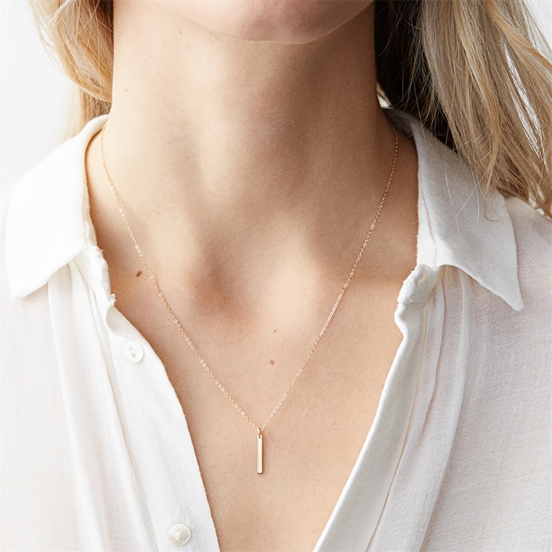 Women's Minimalist Elegant Stainless Steel Geometric Rectangle Pendant Necklace
